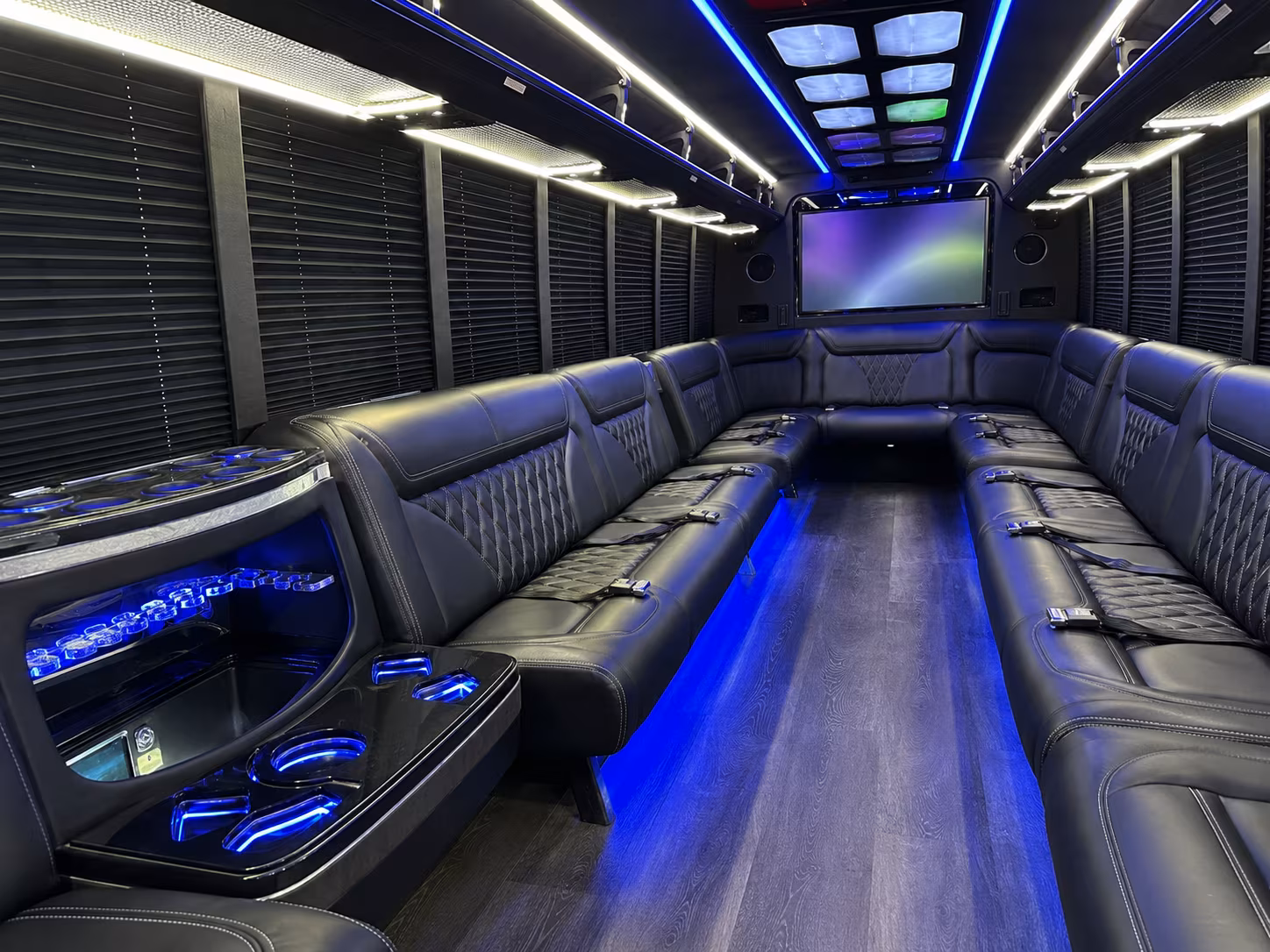 cary 20 passenger party bus inside