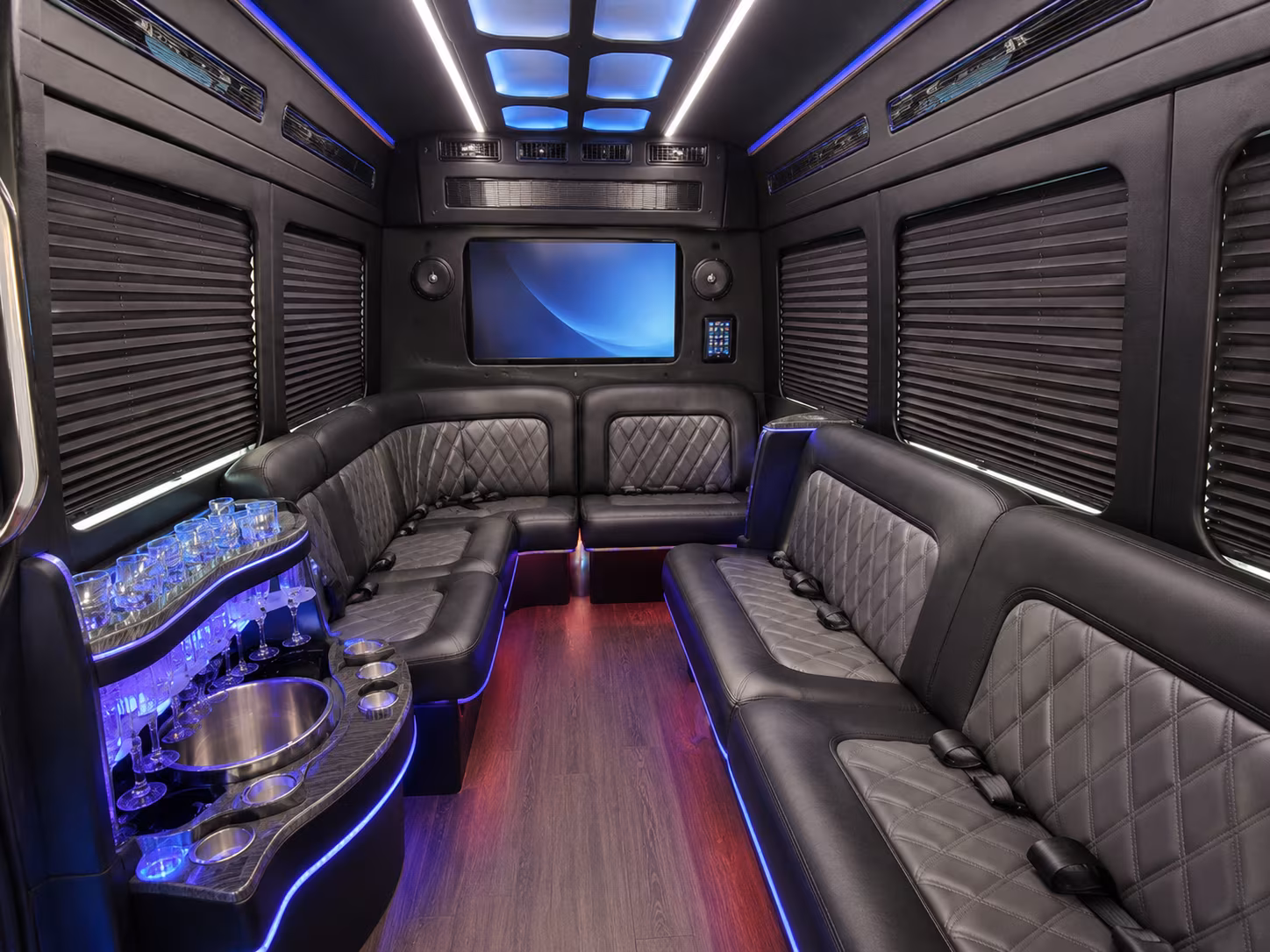 cary 20 passenger party bus interior